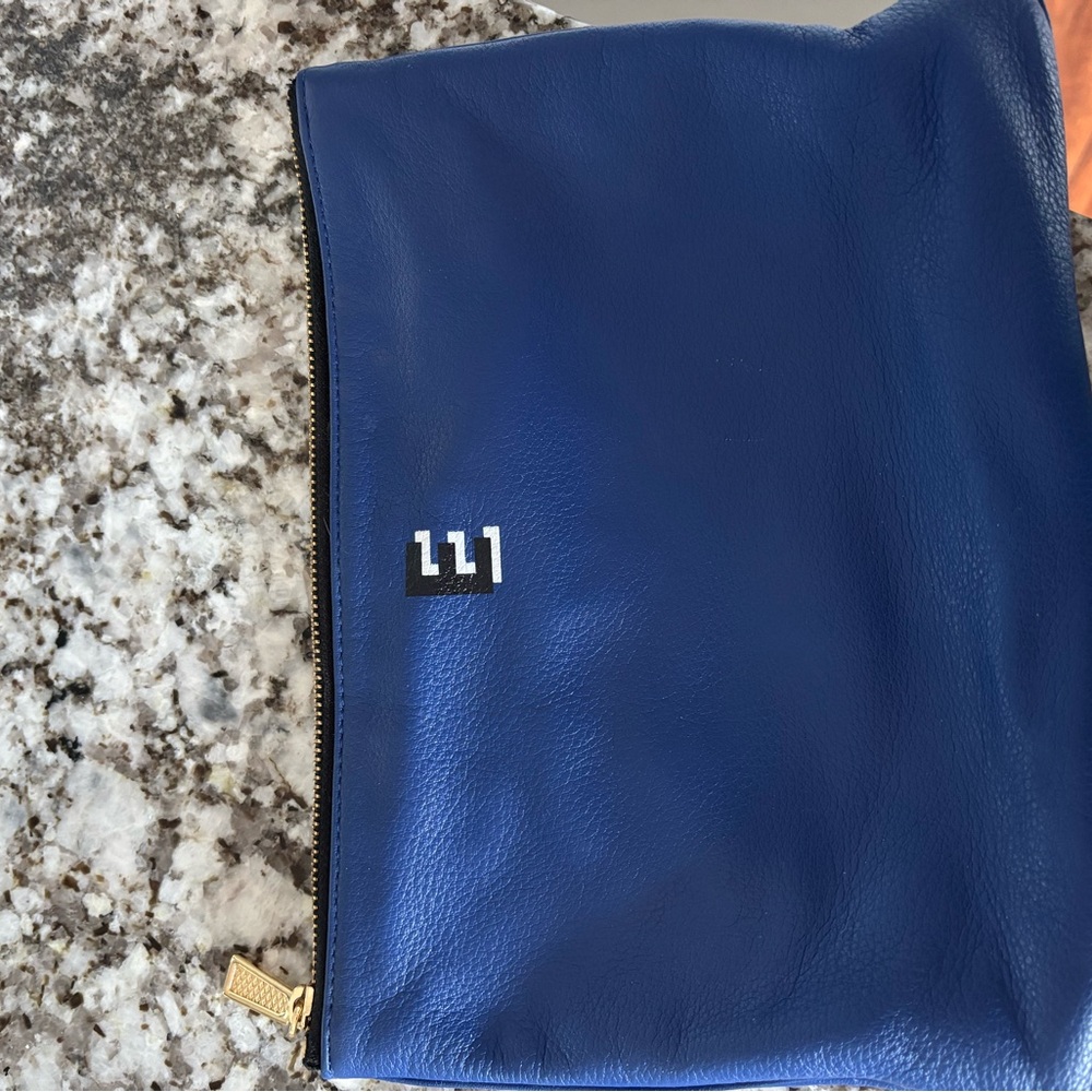 Rebecca Minkoff Blue Leather Clutch with Gold Zipper